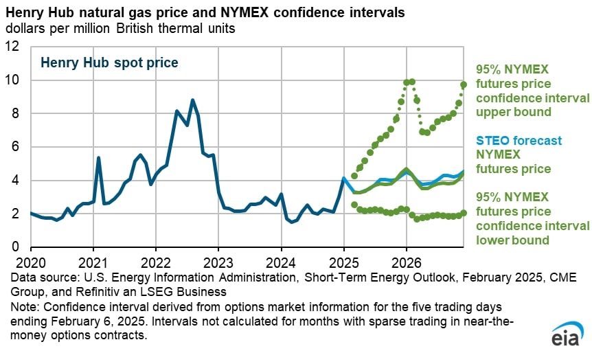 EIA chart natural gas price forecast